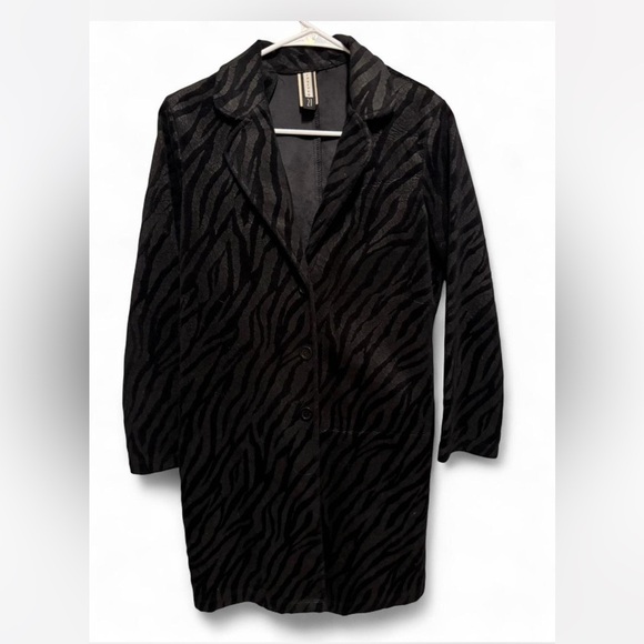 Vintage Forever 21 Black Zebra Print Trench Coat / blazer medium Y2K - Picture 6 of 7